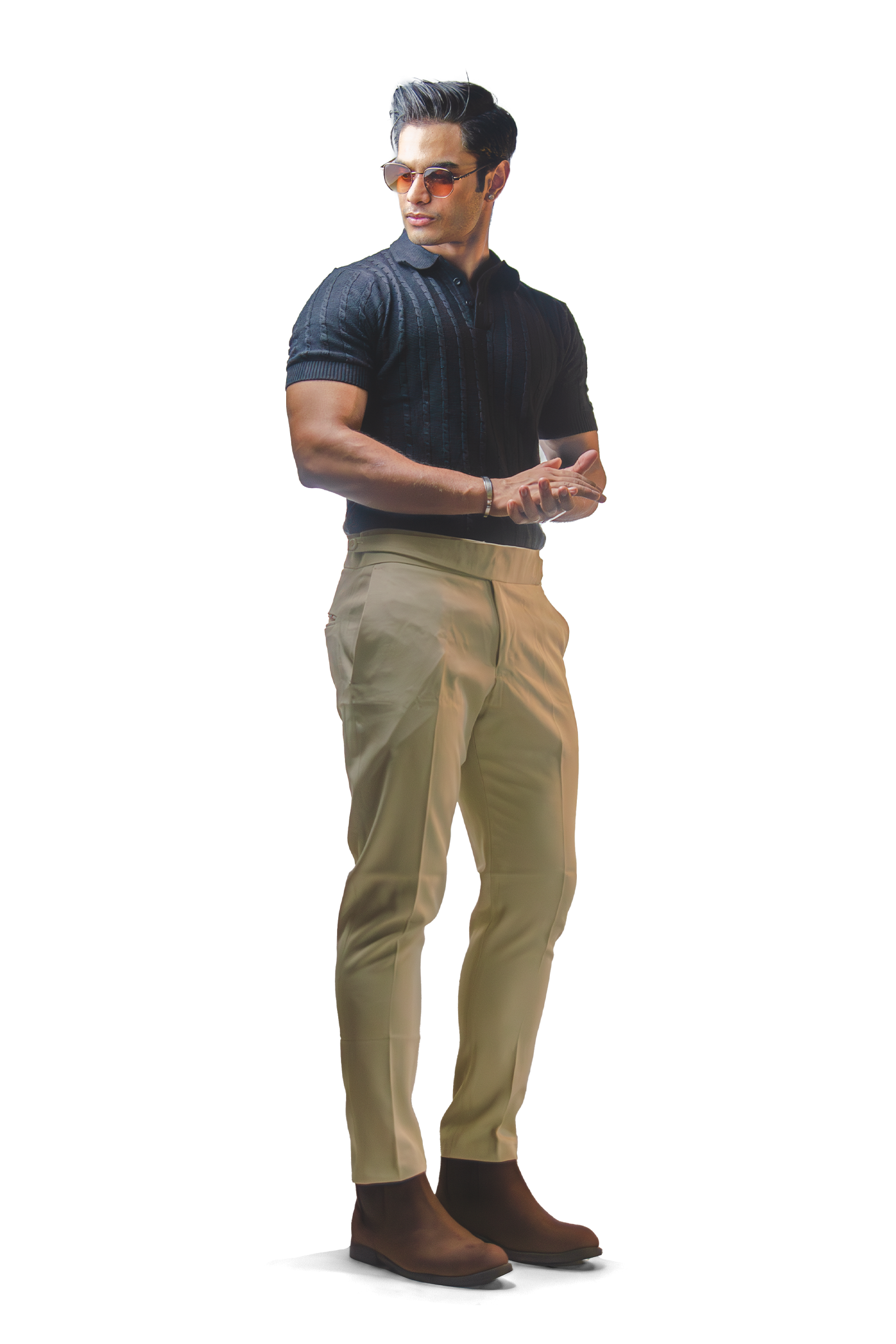 Black Knitted Polo T-Shirt