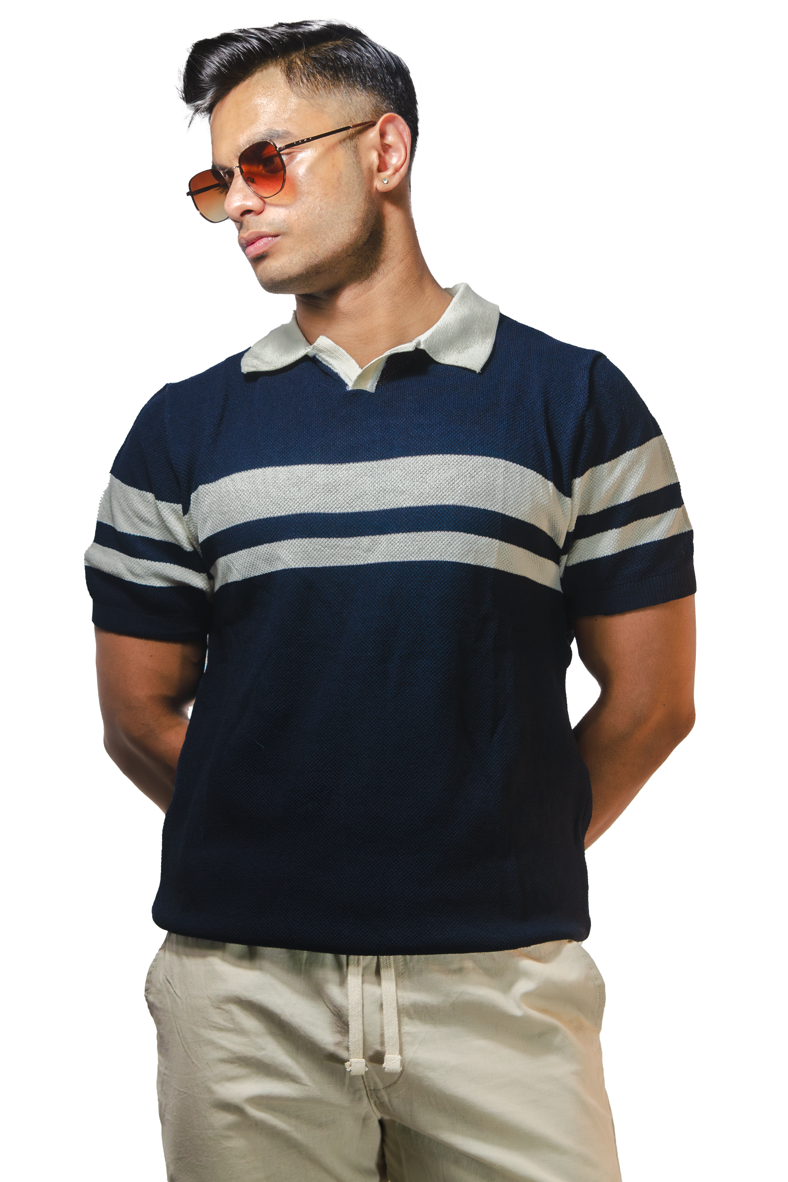Striped Navy Polo T-Shirt