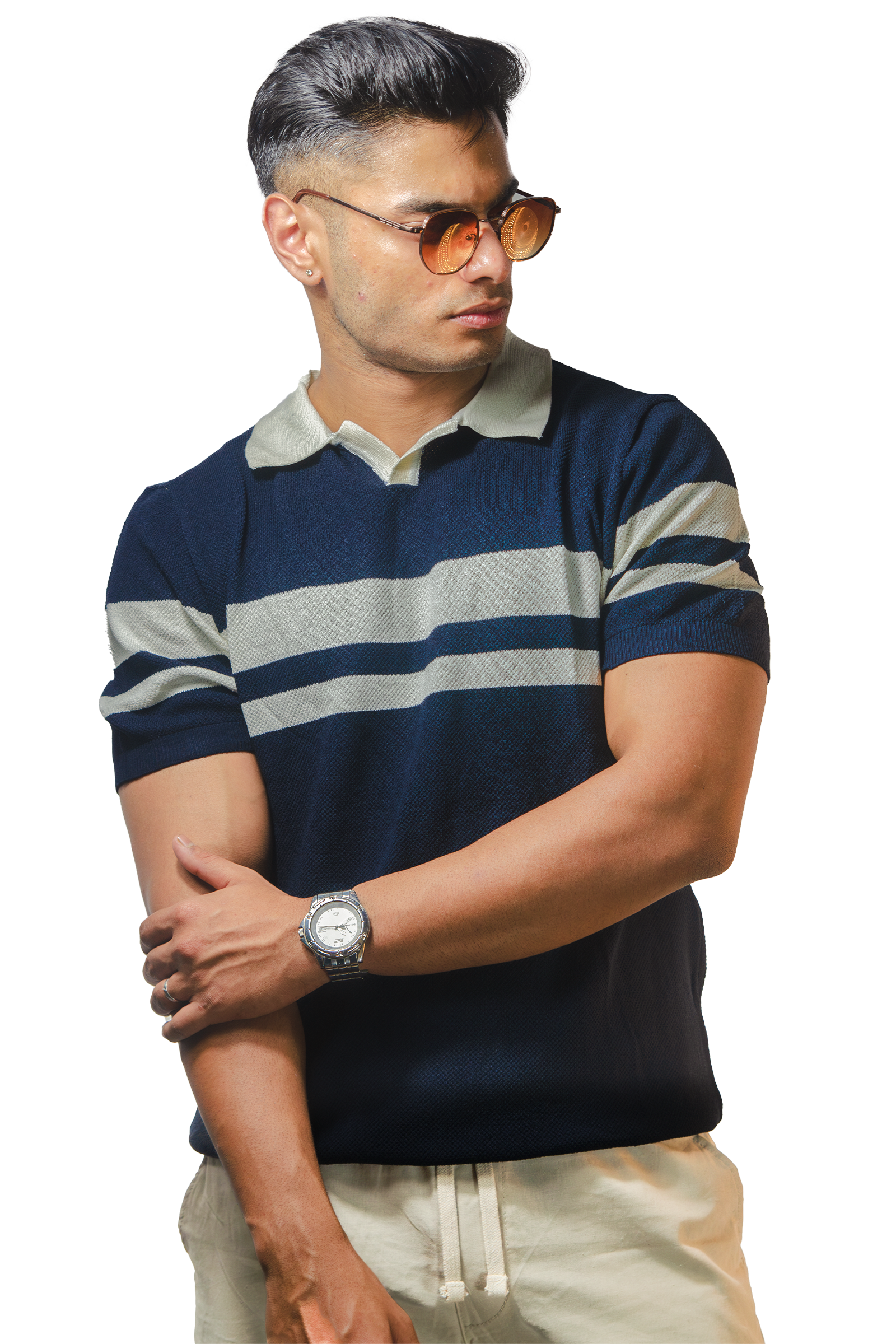 Striped Navy Polo T-Shirt