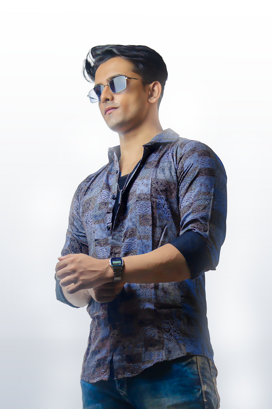 Blue Abstract Print Shirt