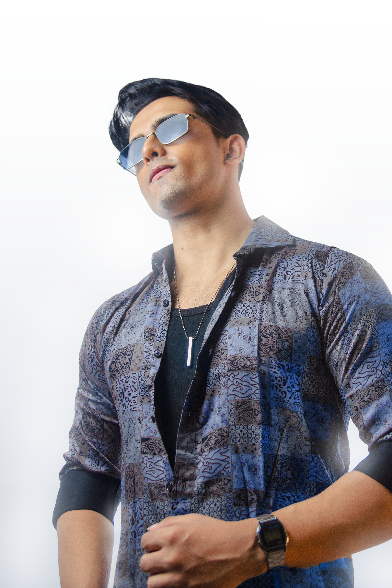 Blue Abstract Print Shirt