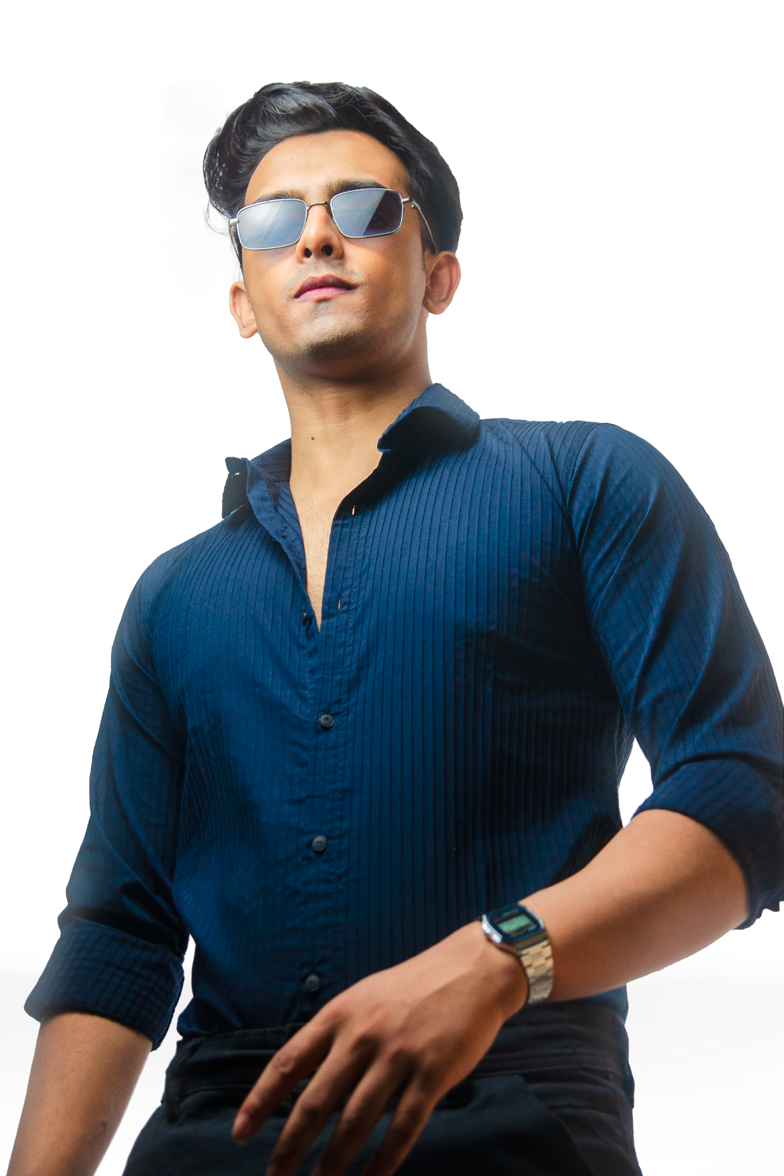 Navy Blue Textured Stripe