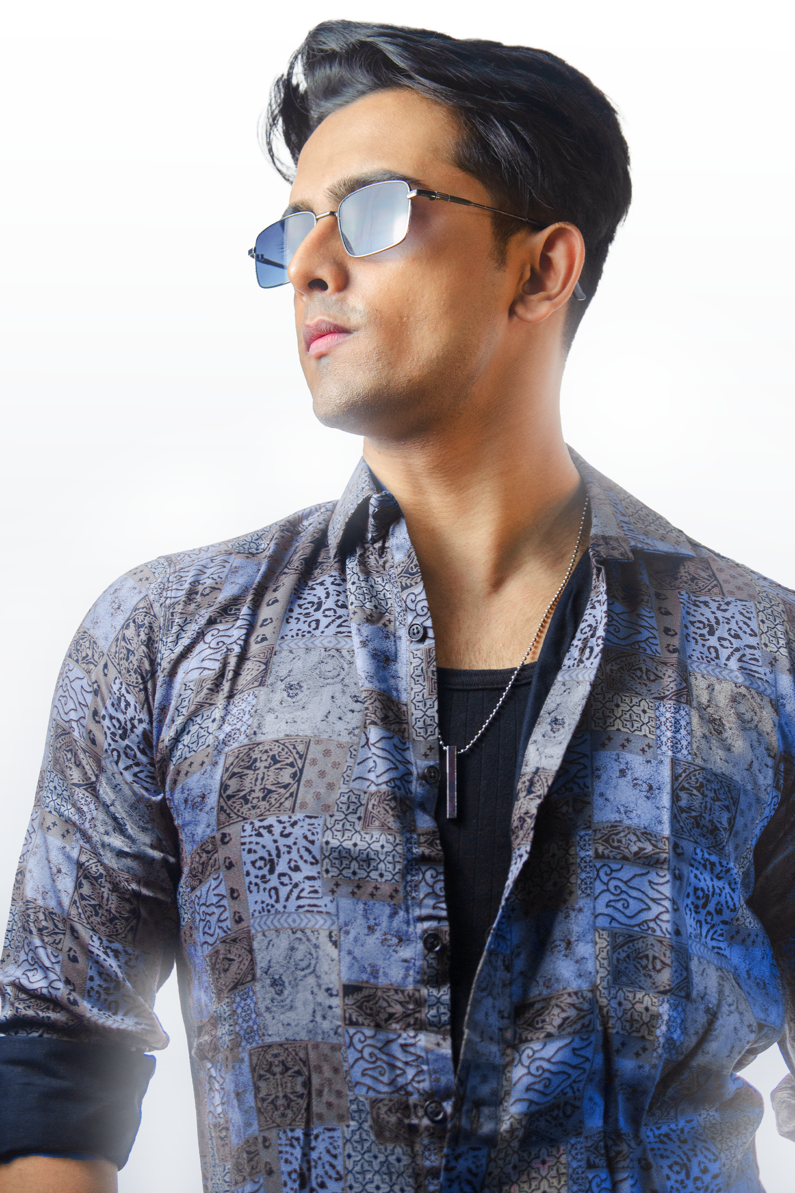 Blue Abstract Print Shirt