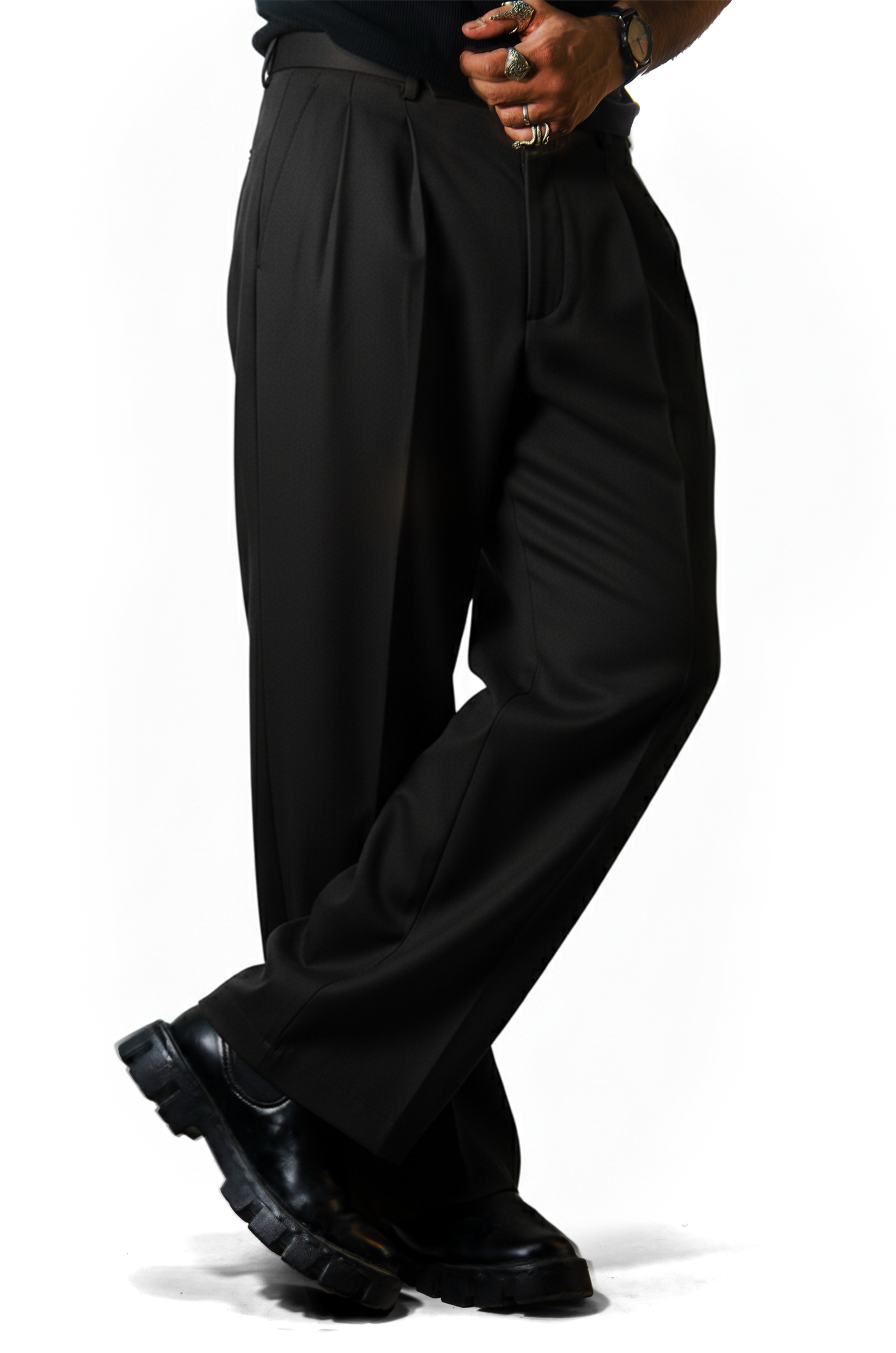 Brown Pleated Tailored Trousers