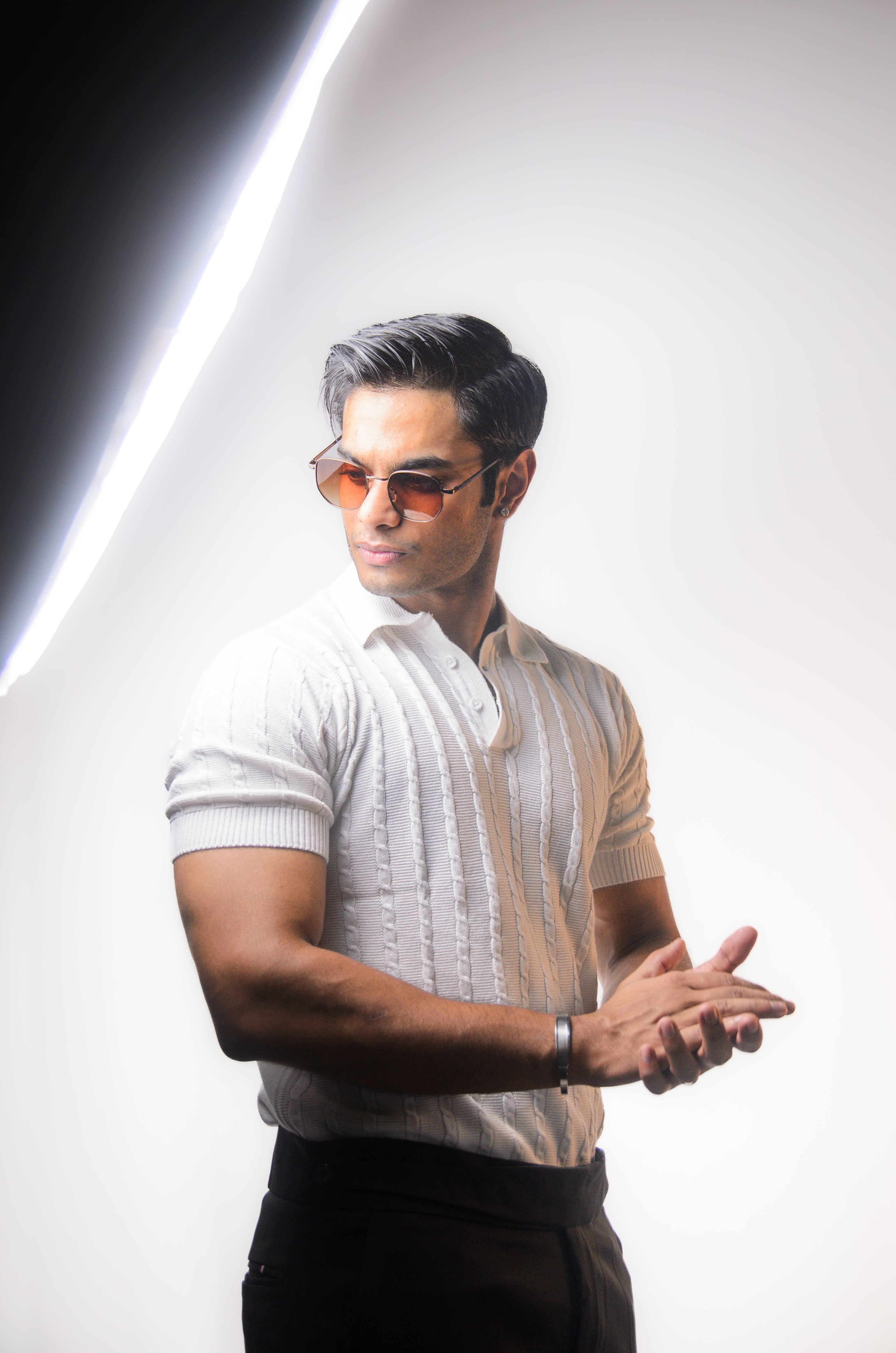 White Knitted Polo T-Shirt