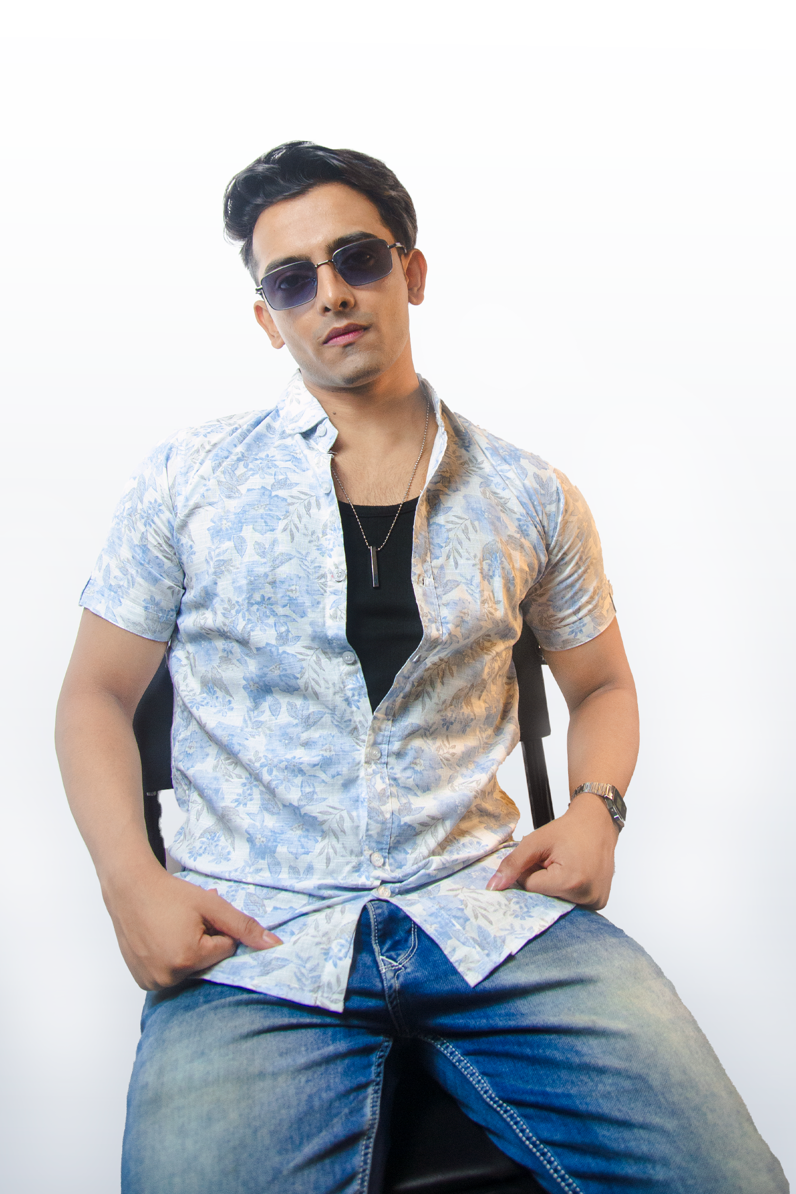 Linen White Printed Shirt