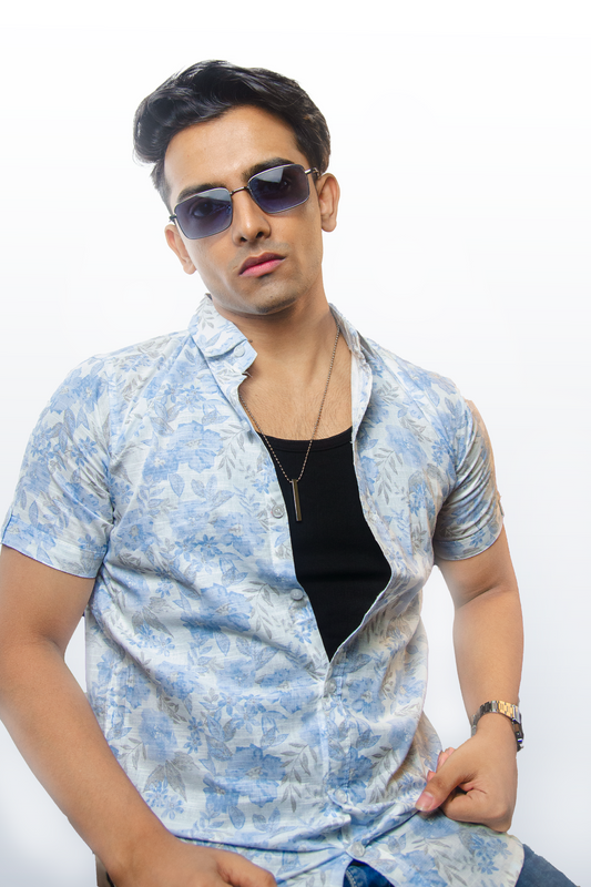Linen White Printed Shirt