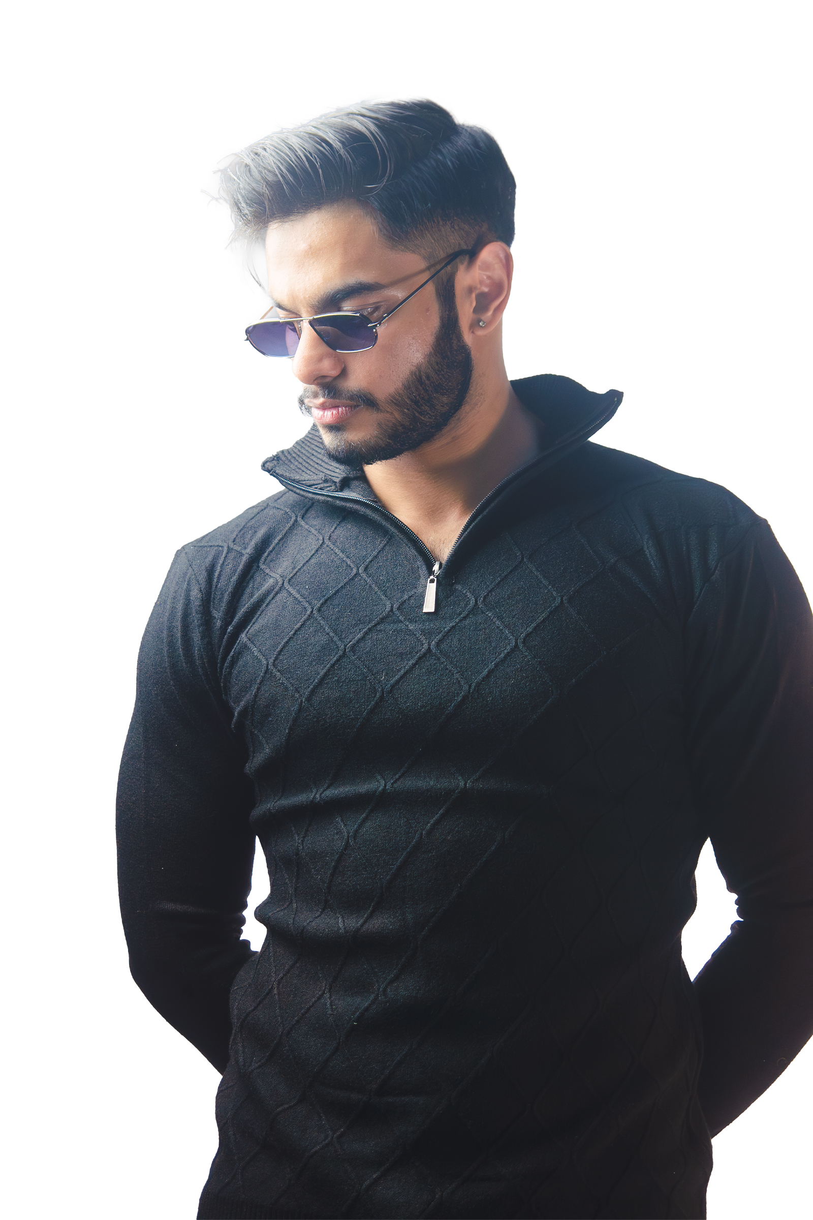 Black Knitted Quaterzip Sweater