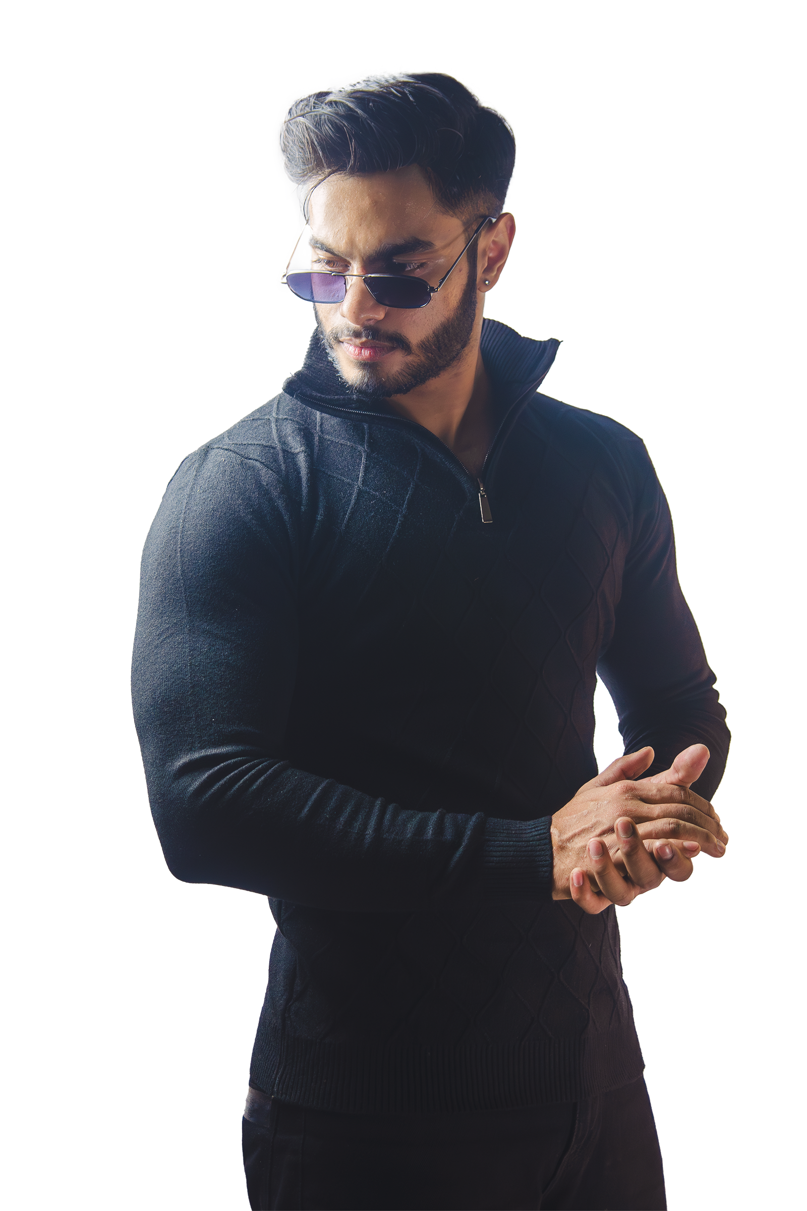 Black Knitted Quaterzip Sweater