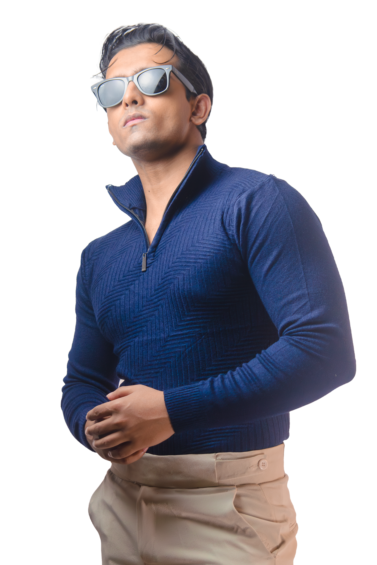 Navy Textured Knit Sweater