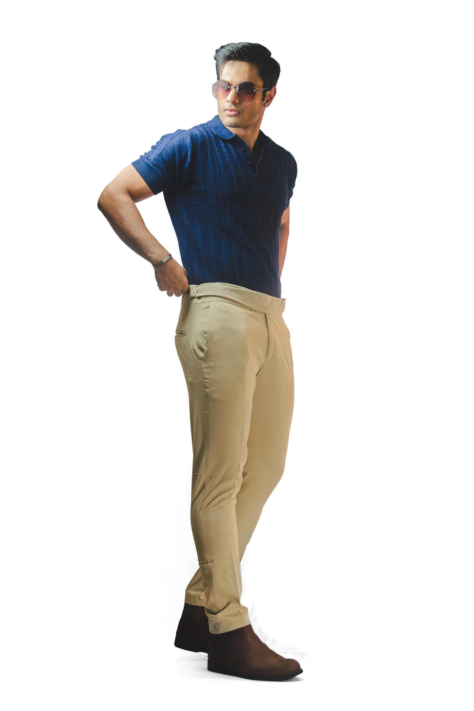 Navy Knitted Polo T-Shirt