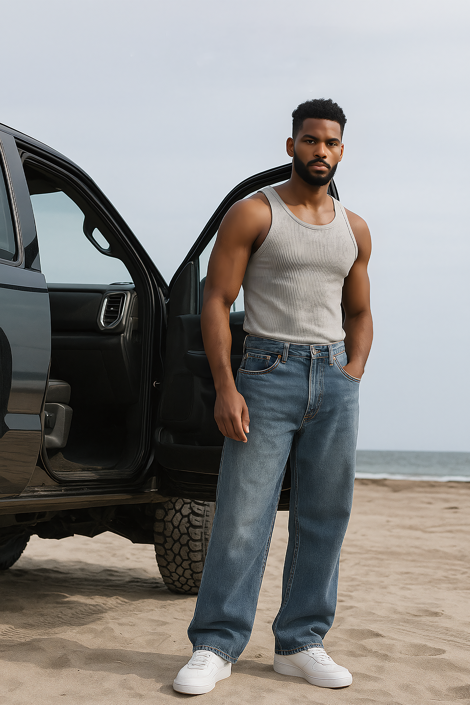 Worn Blue Straight Fit Jeans