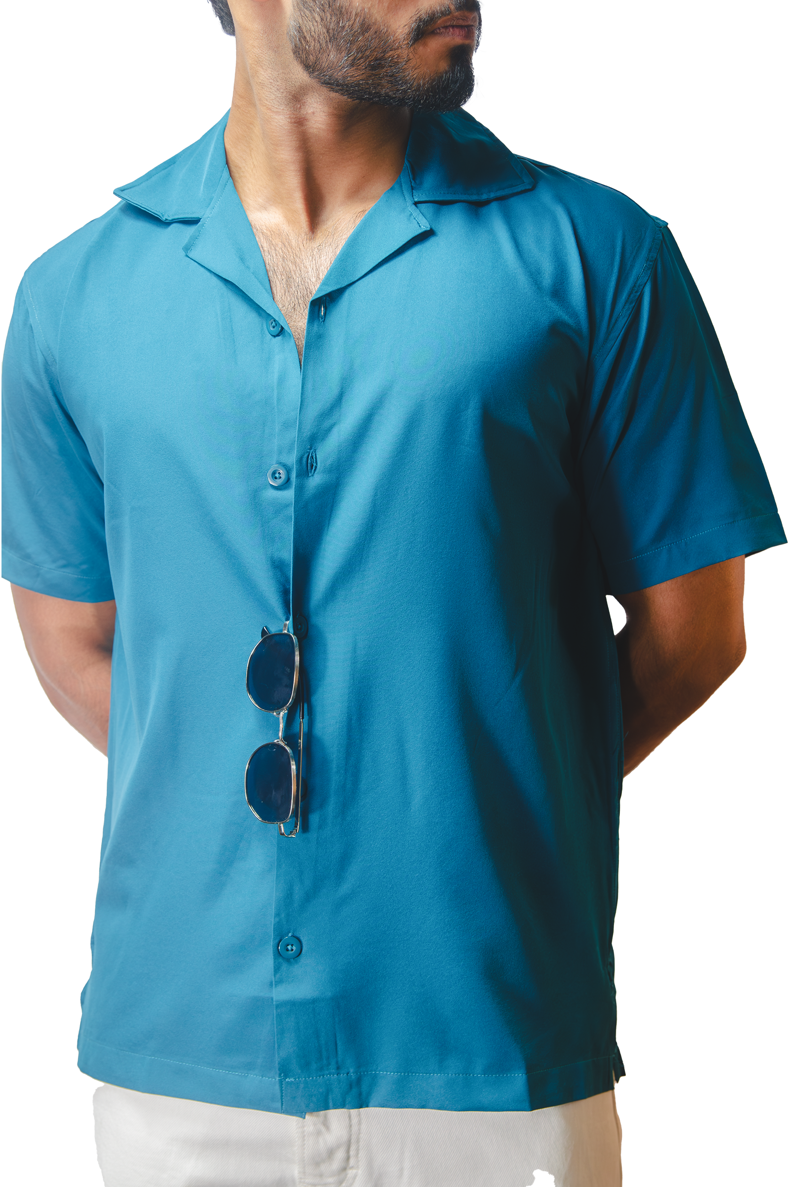 Cuban Collar Turquoise Shirt