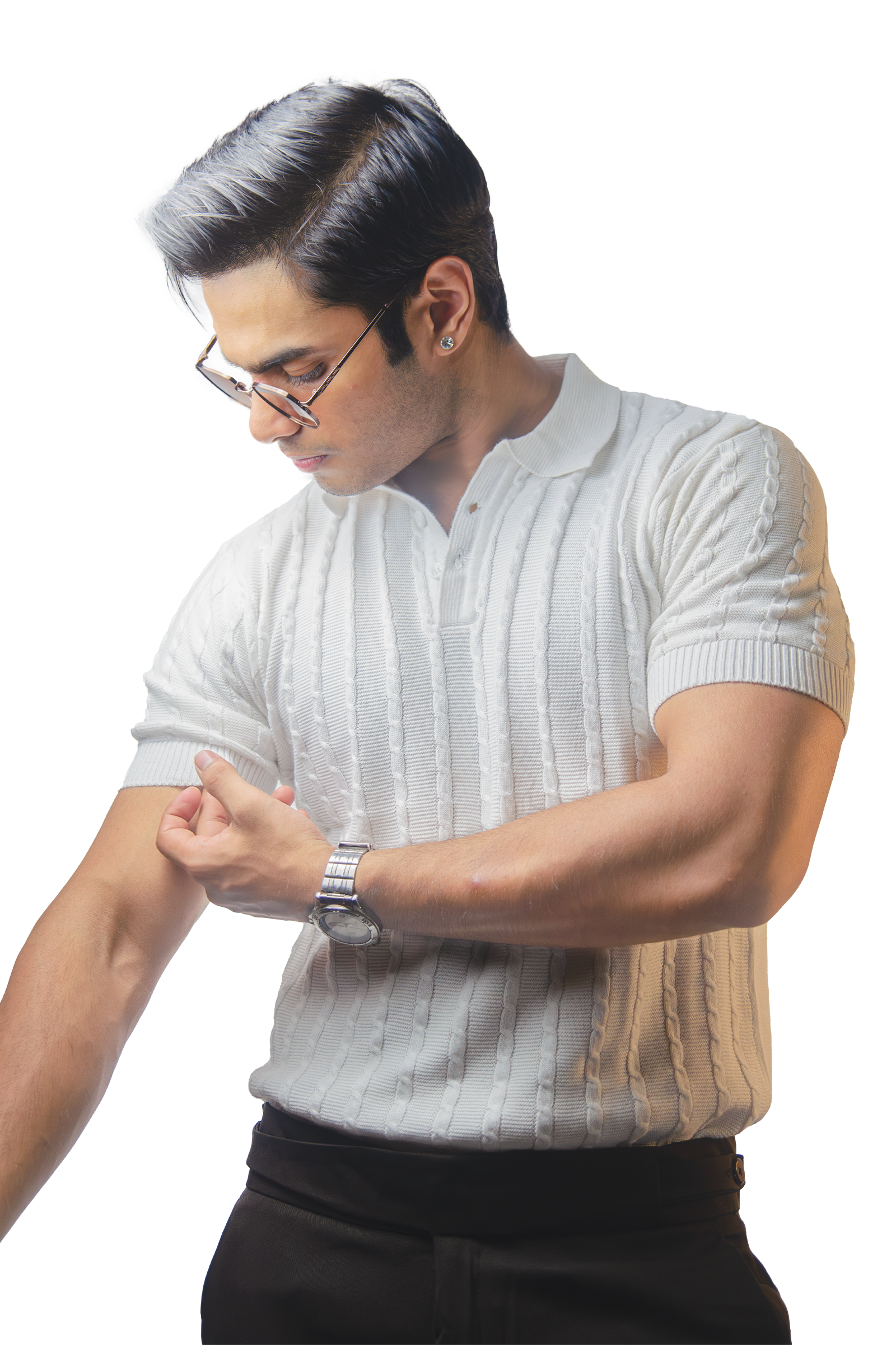 White Knitted Polo T-Shirt