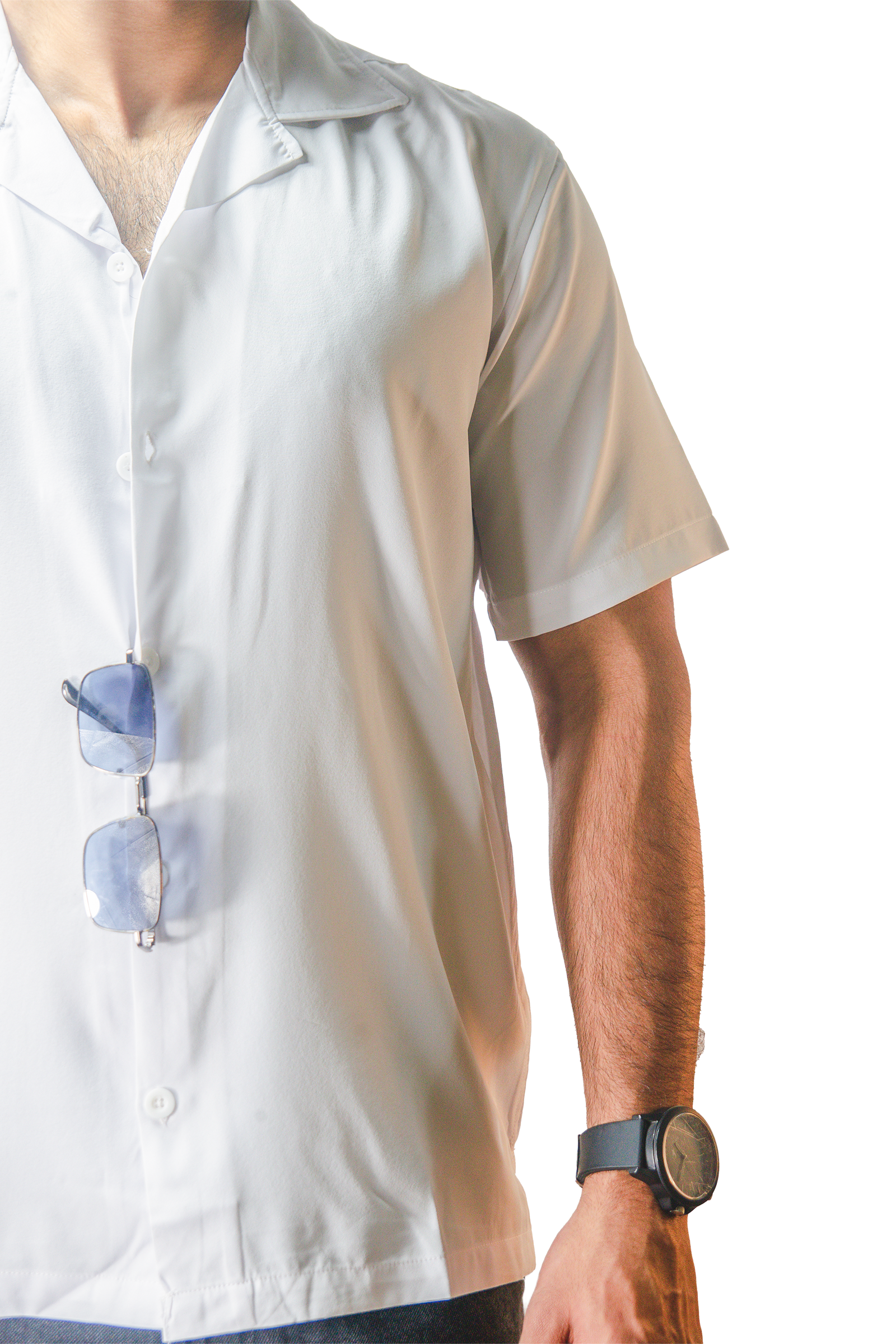 Cuban Collar White Shirt