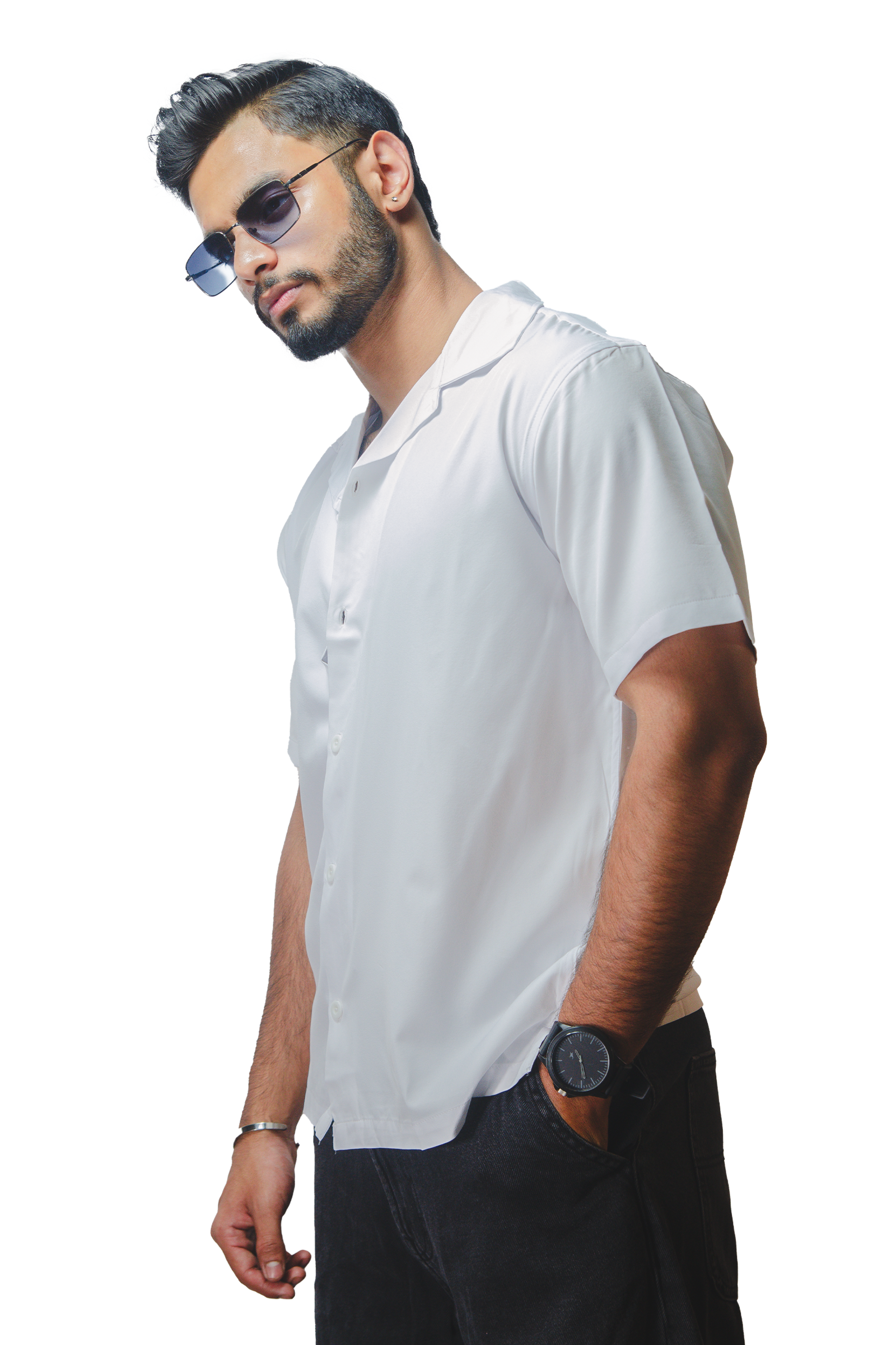 Cuban Collar White Shirt
