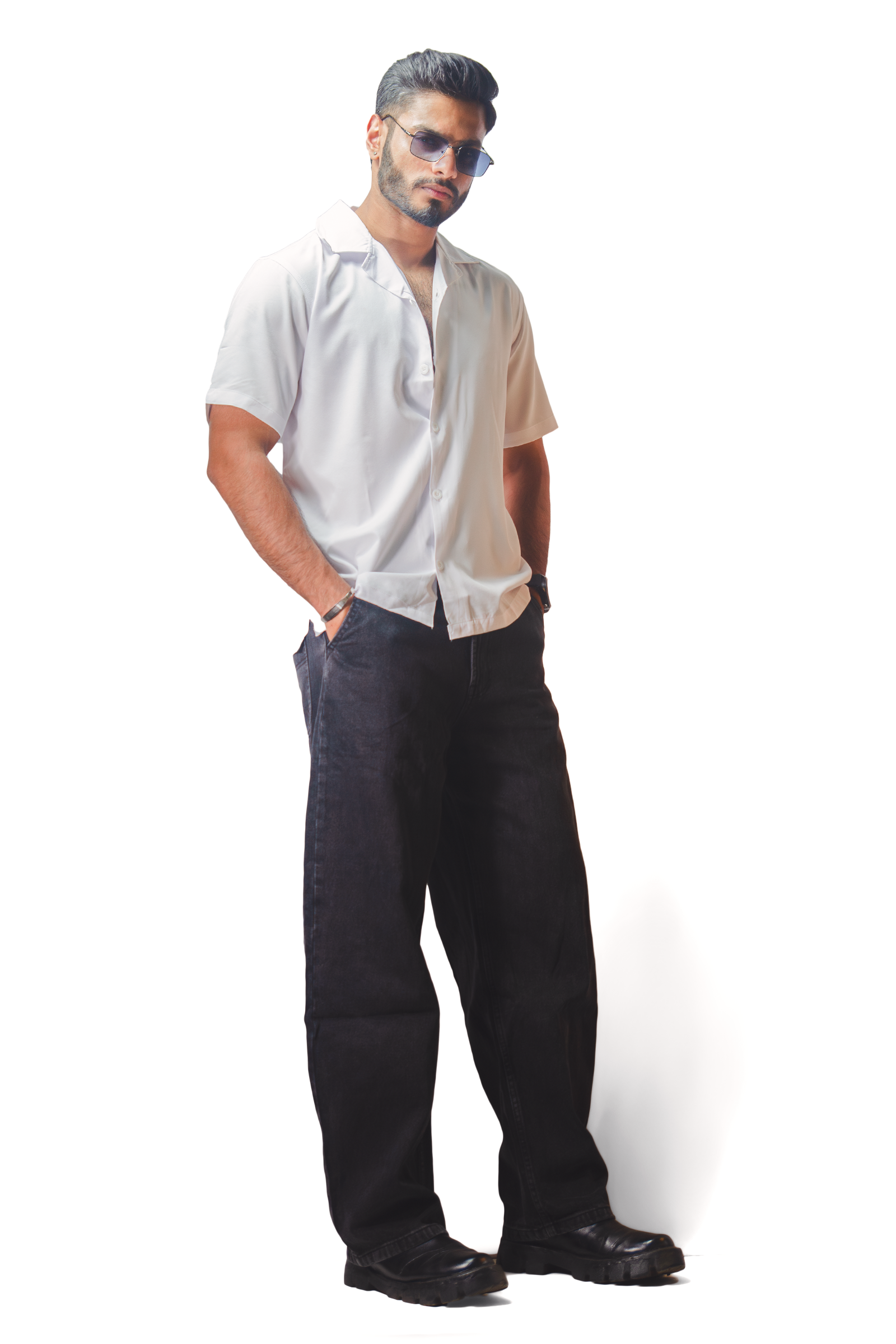 Cuban Collar White Shirt