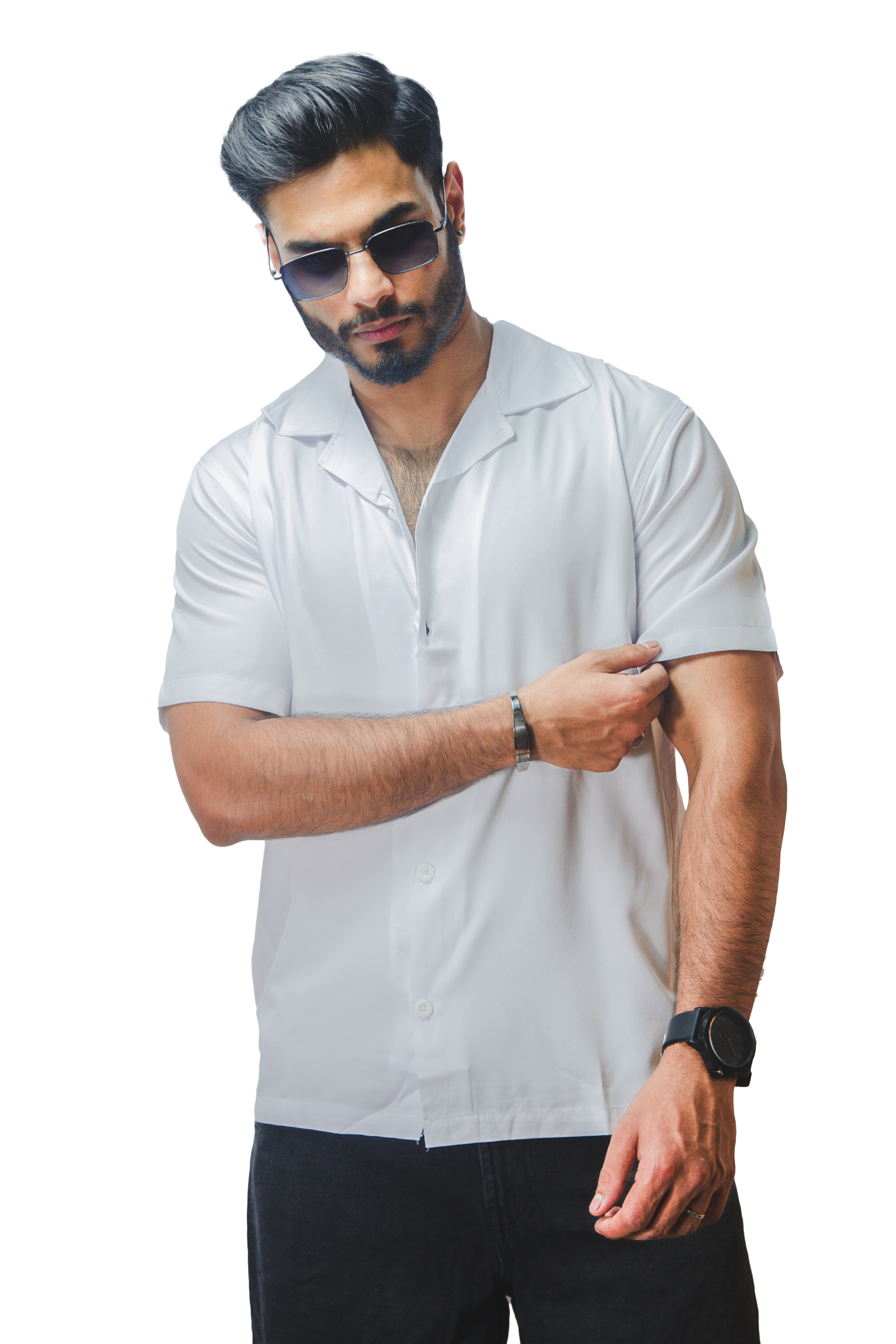 Cuban Collar White Shirt