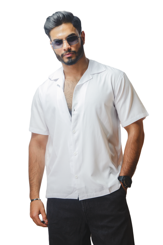 Cuban Collar White Shirt