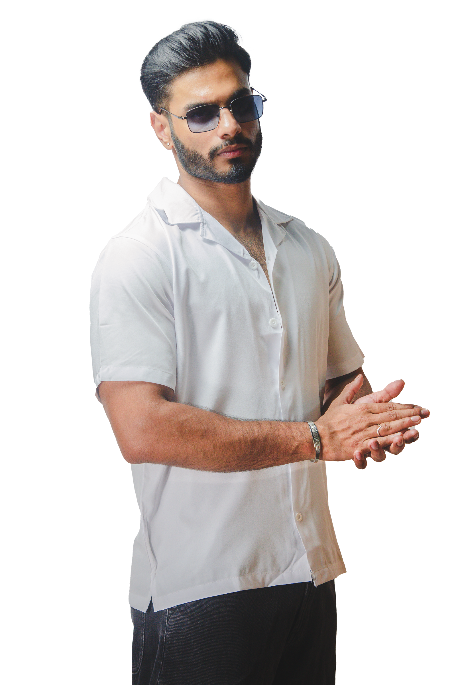 Cuban Collar White Shirt