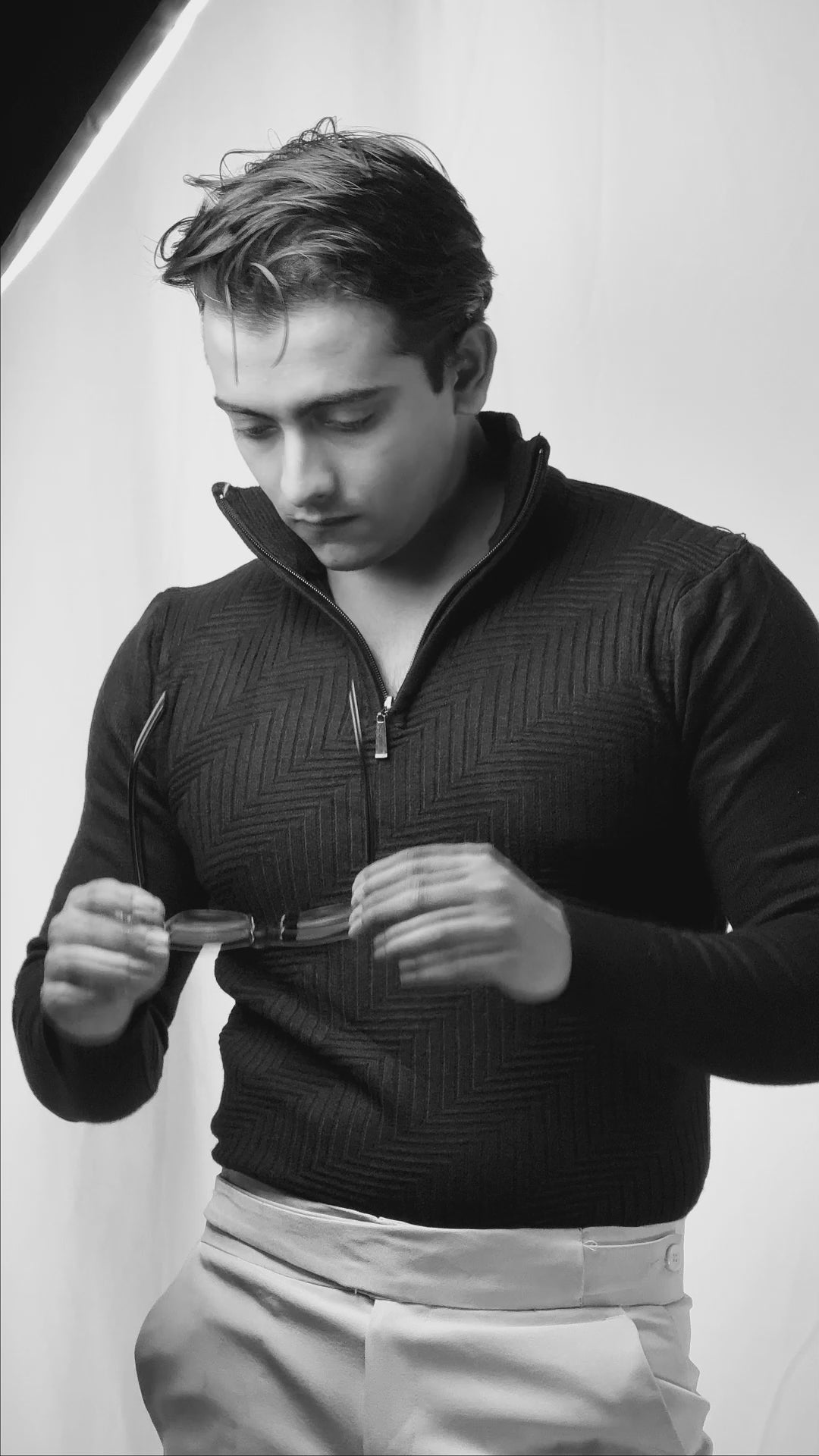 Black Textured Knit Sweater