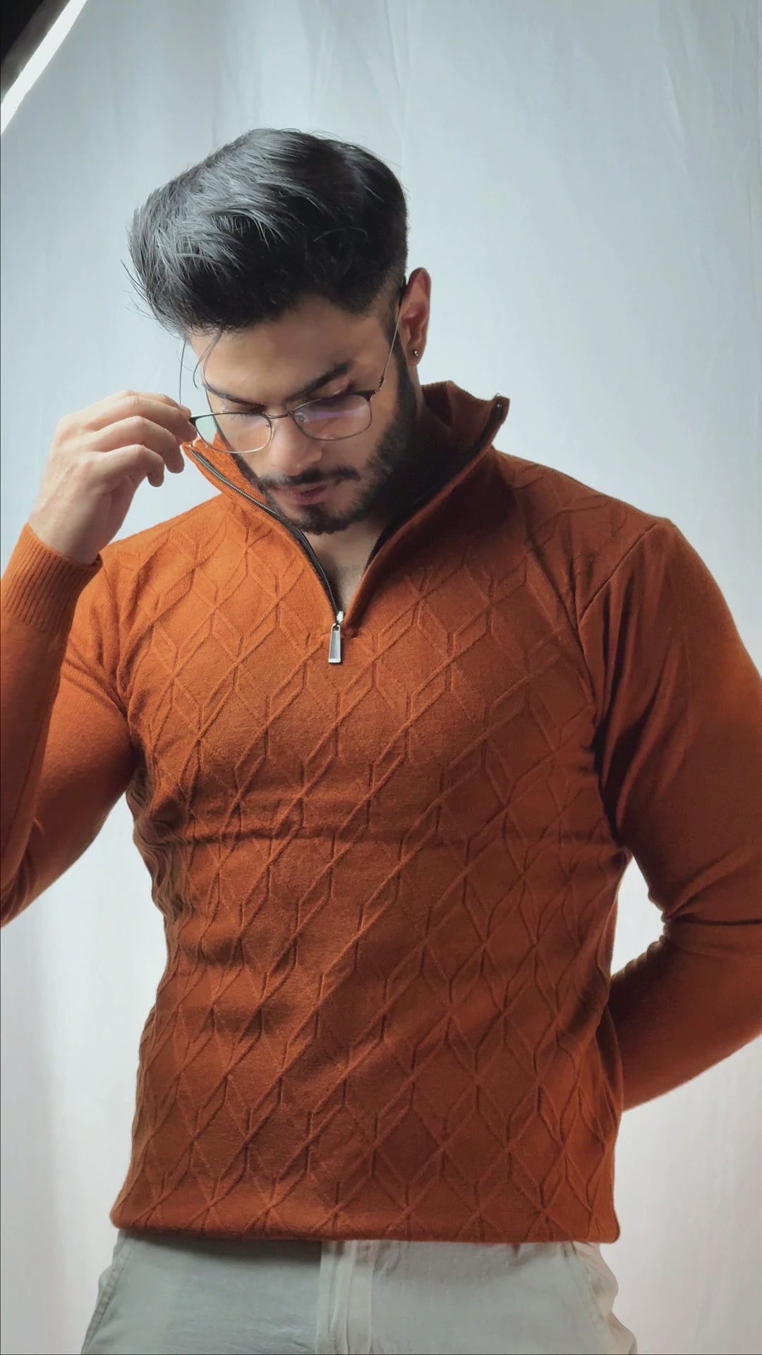 Brown Textured Knit Sweater